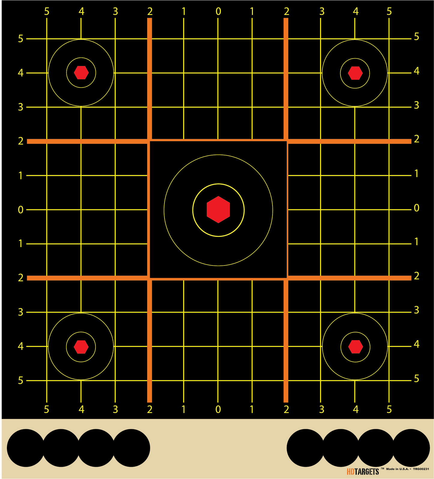 1" Grid Sight In Target - 5-PACK(TRG00231-5PACK) - HDTARGETS