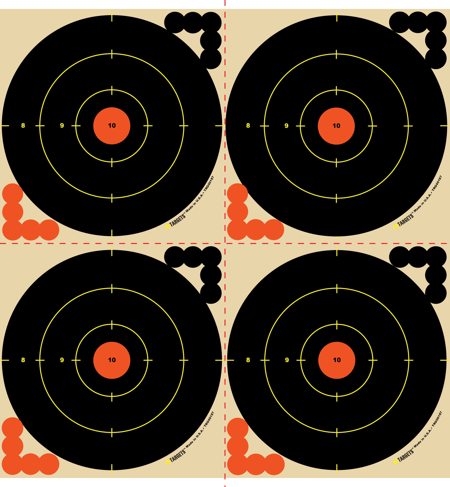 6" Circle 4-Up Target - 100 Sheets(TRG00187) - HDTARGETS