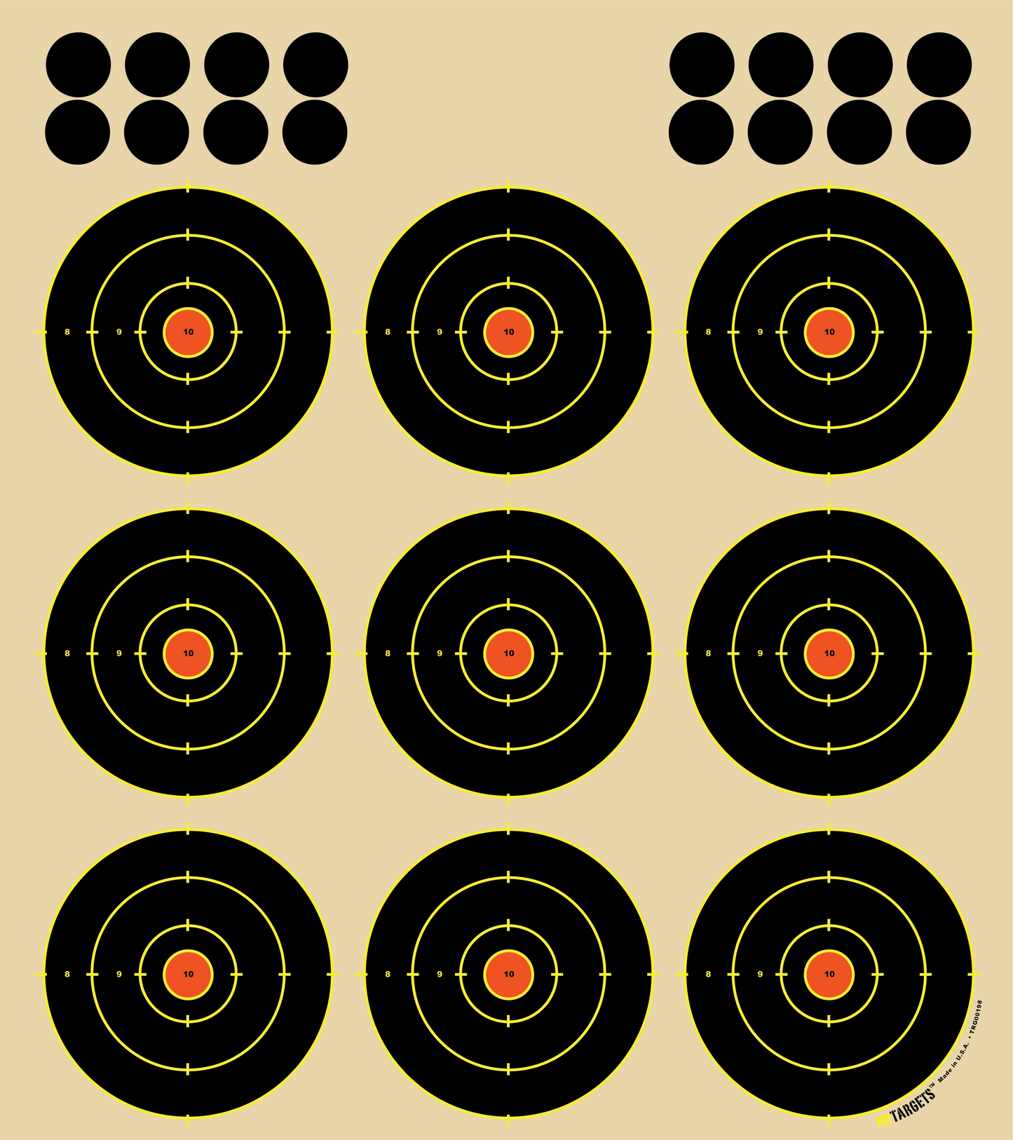 3" Circle 9-Up Target - 100 Sheets (TRG00198) - HDTARGETS