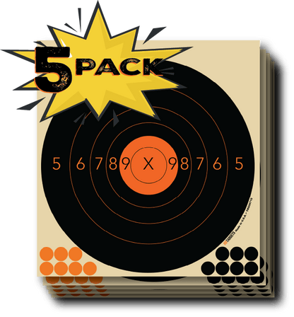 8" Circle Bulls Eye Target, 8-1/2" X 9" - 5-PACK (TRG00710-5PACK) - HDTARGETS