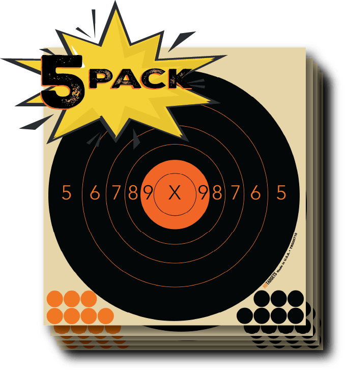 8" Circle Bulls Eye Target, 8-1/2" X 9" - 5-PACK (TRG00710-5PACK) - HDTARGETS